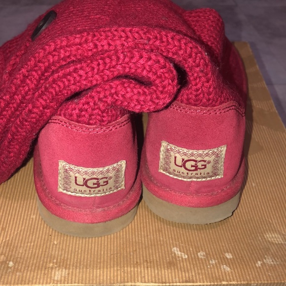 Ugg Australia winter boots pocket button knit size 7 women red - Picture 4 of 7